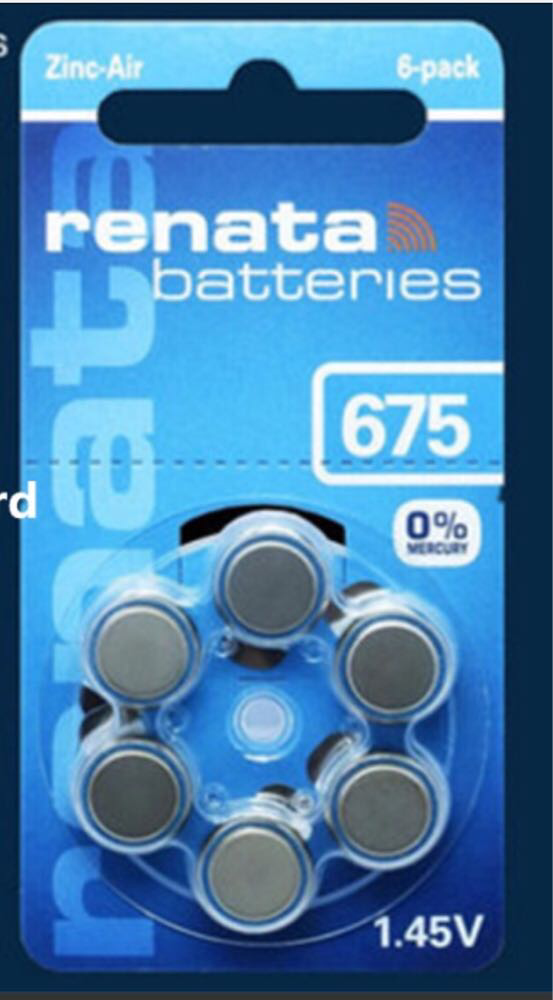 

Батарейки для слуховых аппаратов Renata Maratone ZA 675