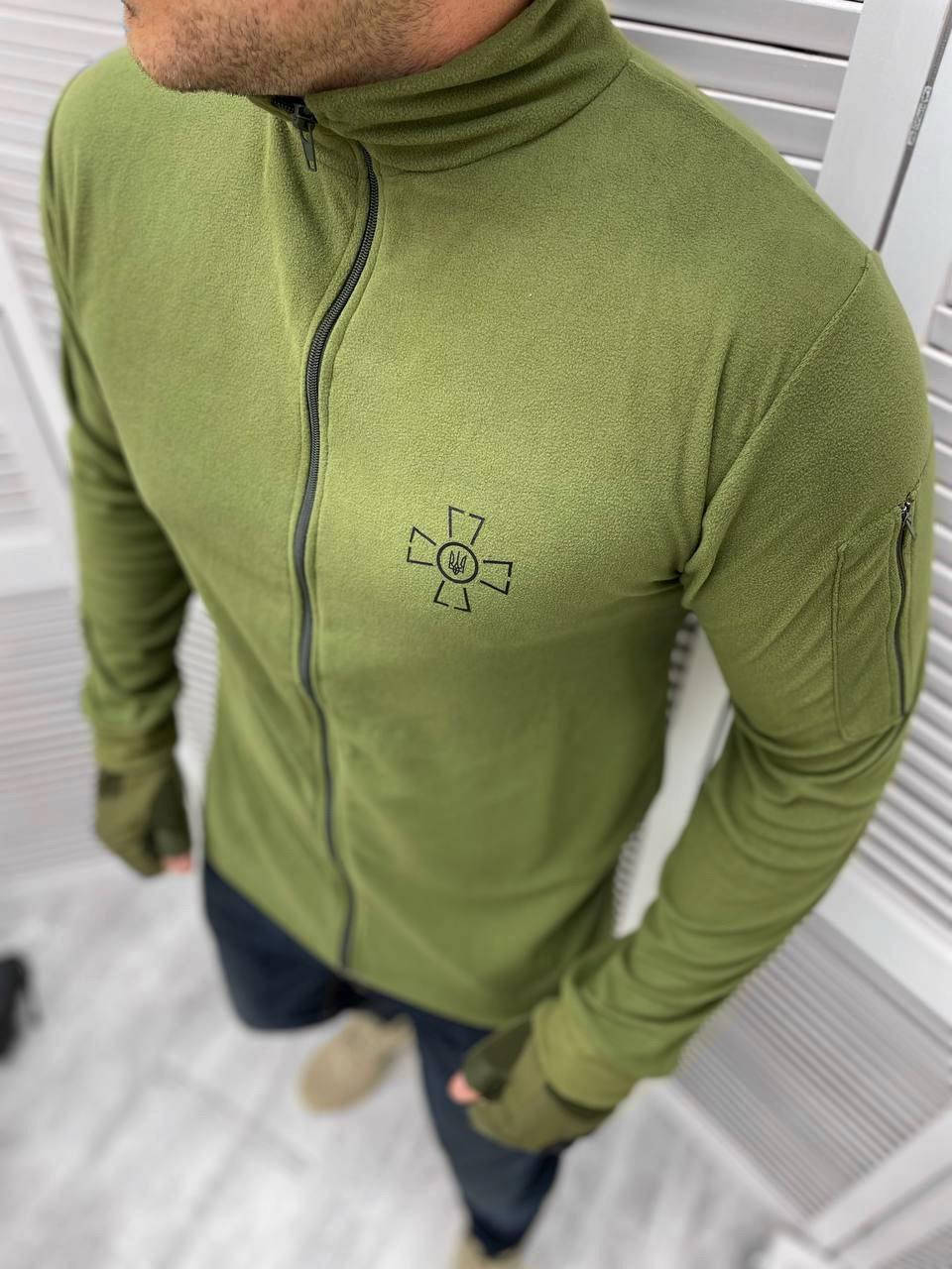 

Флисовая кофта военная тактическая армейская с крестом ВСУ ЗСУ