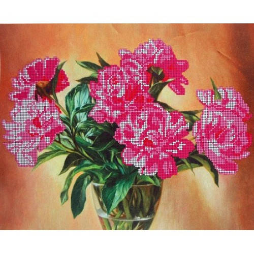 

Вышивка бисером, Канва цветы схема натюрморт Розовые пионы