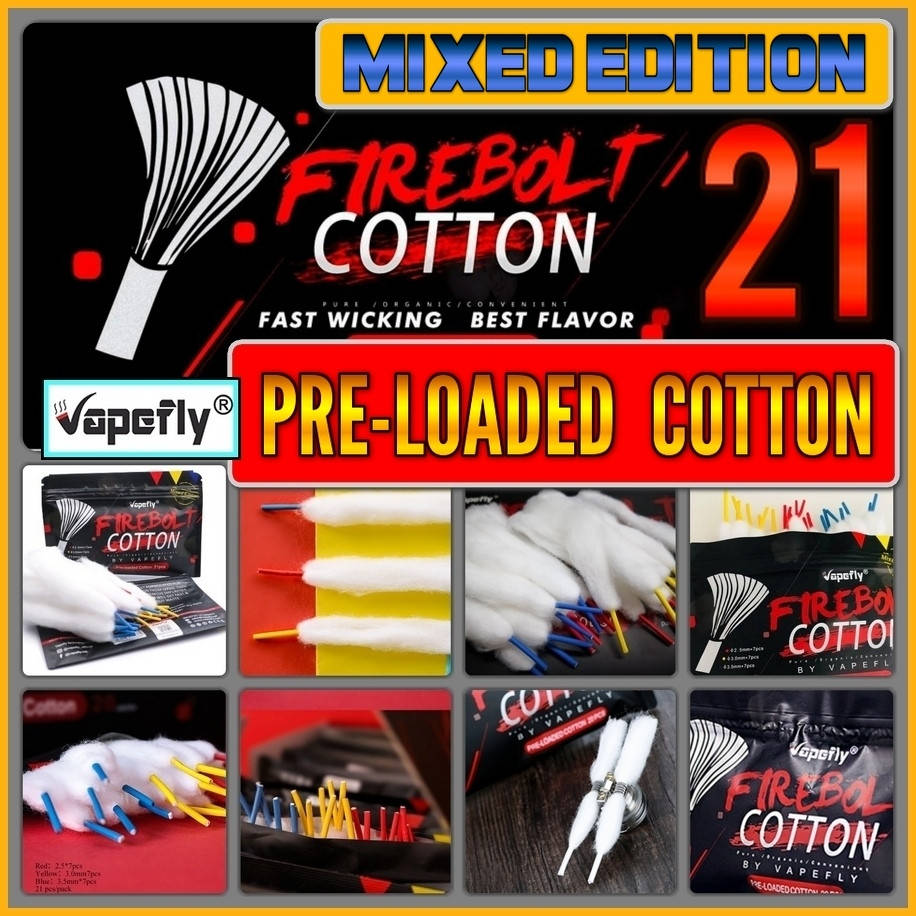 

Vapefly Firebolt Organic Cotton Mixed Kit 21 шт. Комплект готовых фитилей разного диаметра