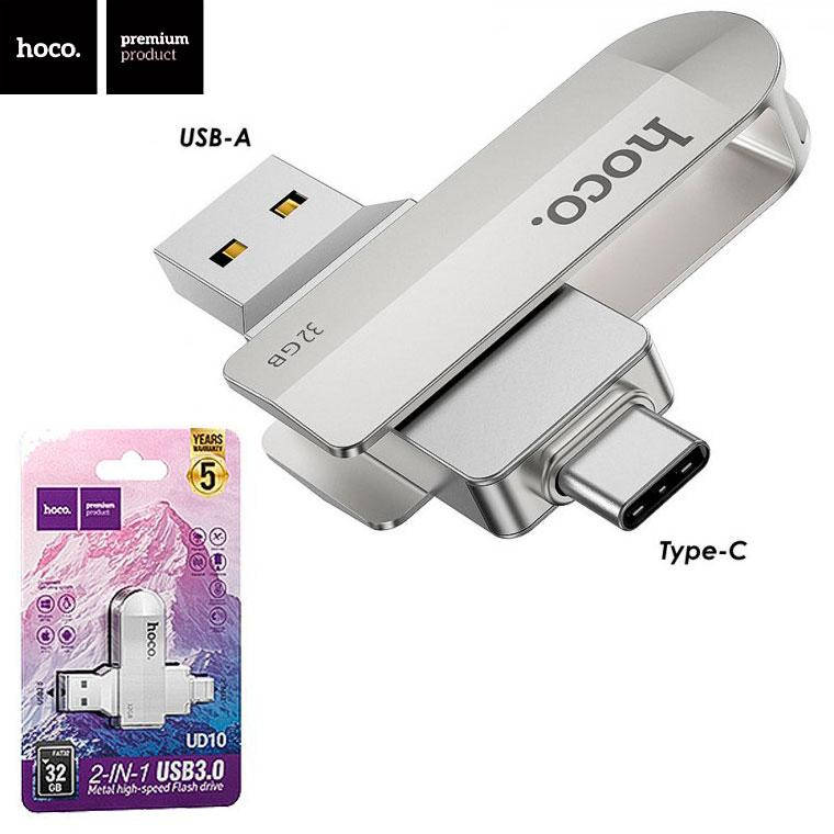 

USB Флешка Hoco UD10 2in1 USB 3.0 Type-C 32GB серебристый