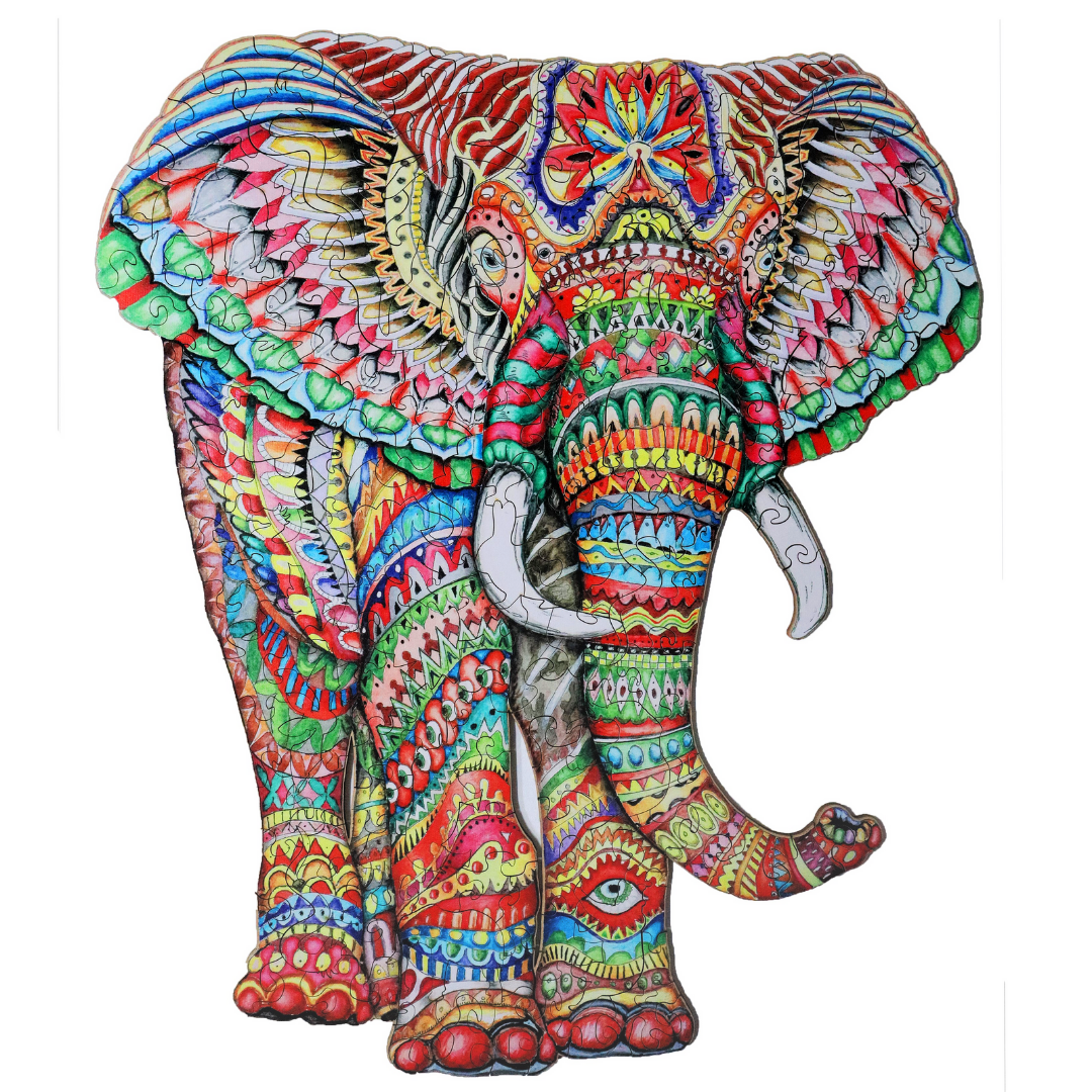 

Деревянный пазл Слон 179 фигурных элемента в подарочной коробке. Фигурный пазл картинка из дерева