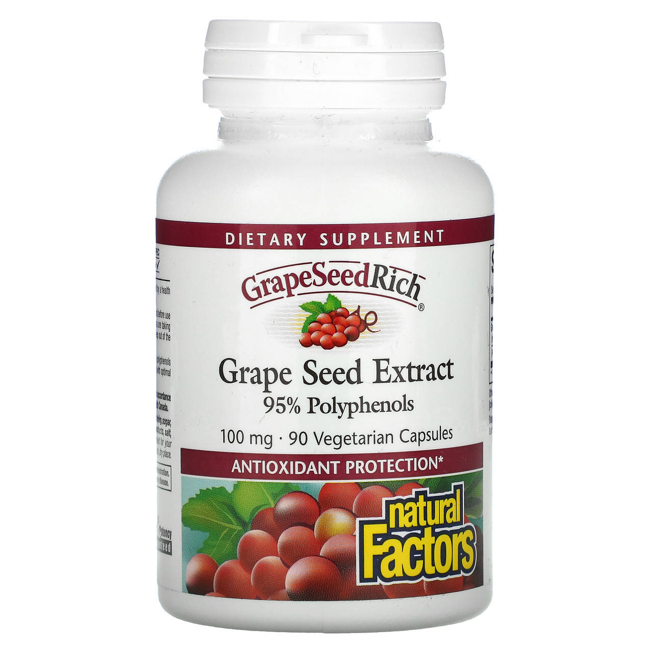 

Natural Factors, GrapeSeedRich, экстракт виноградных косточек, 100 мг, 90 вегетарианских капсул купить