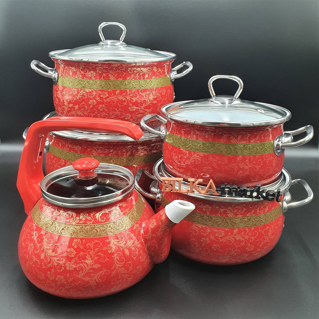 

Набор турецкой эмалированной посуды 5пр Арабская ночь Interos Интерос 1818-5 ( ТУРЦИЯ ОРИГИНАЛ!!!), Красный