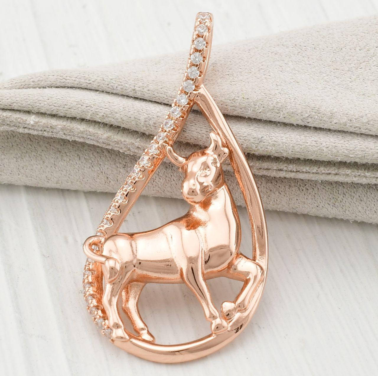 

Знак Зодиака Телец Xuping 31167 размер 35х18 мм вес 6.7 г белые фианиты позолота РО