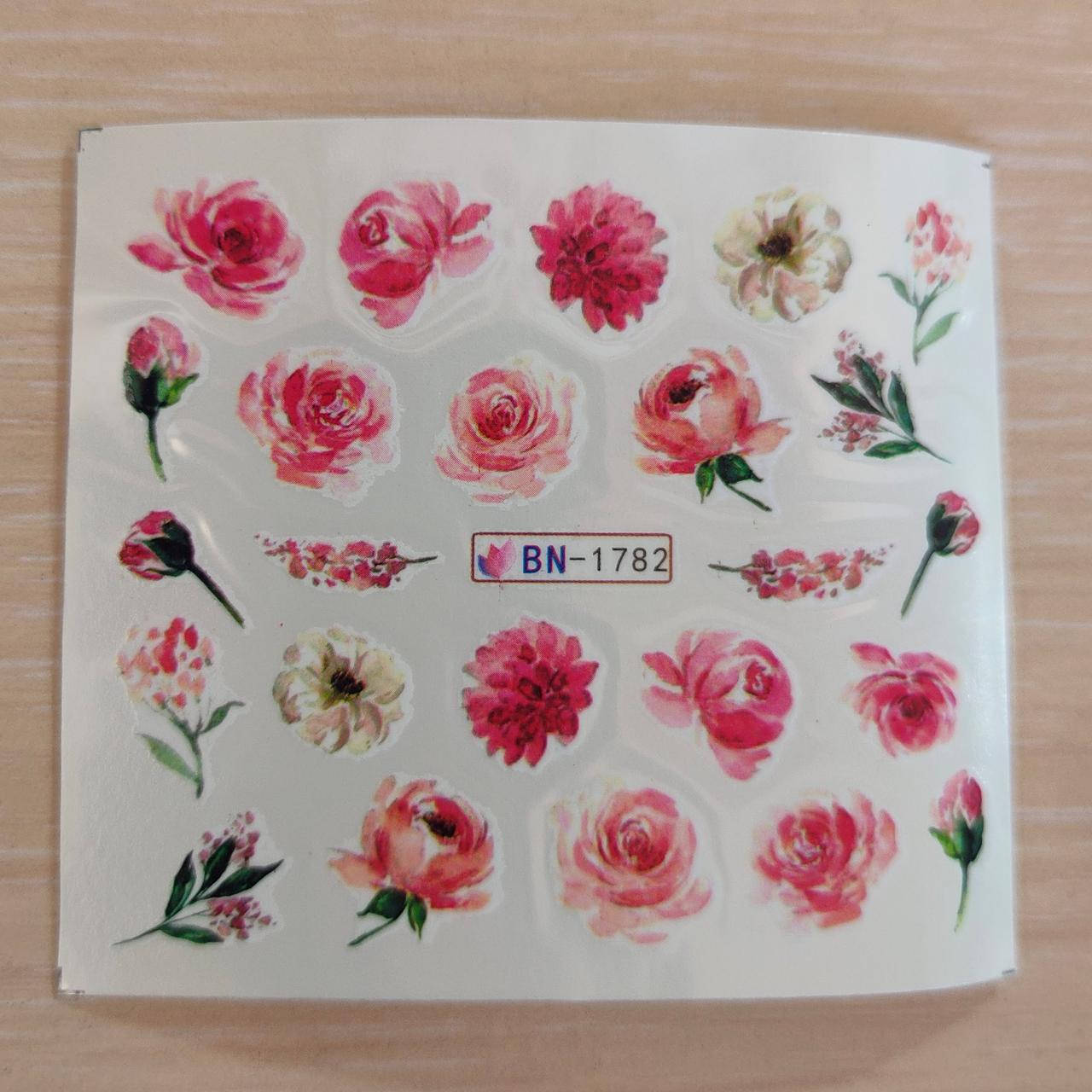 

Водные наклейки слайдеры Цветы серии BN 1782, Разные цвета