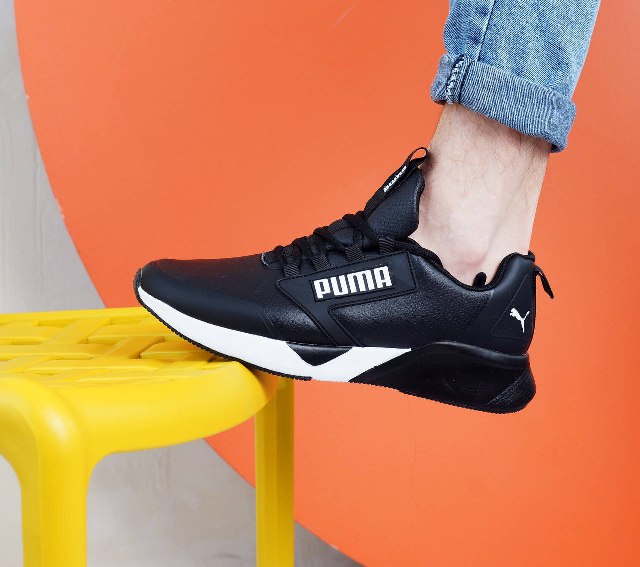 

Мужские кроссовки Puma черные с белым 43 27 см, Черный