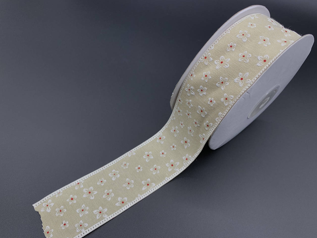 

Лента декоративная. Цветок с красной точкой. 4см. 20м/рул., Красный