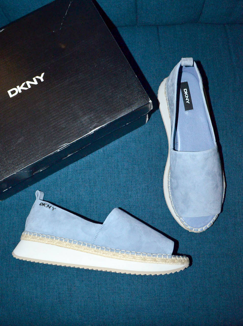 

Кожаные женские эспадрильи открытые туфли DKNY Orza 41 размер, Голубой