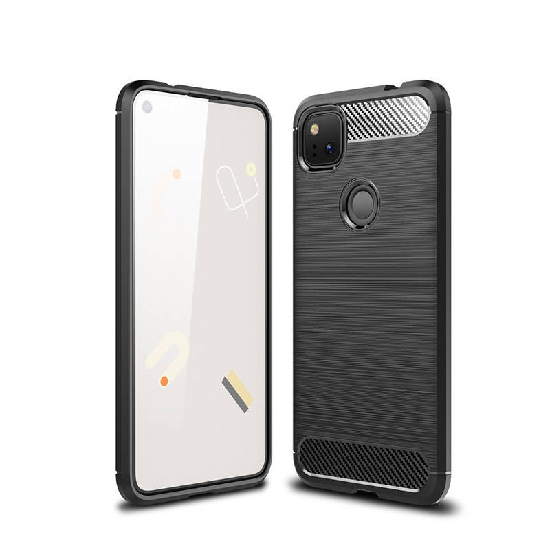 

Силиконовый чехол для Google Pixel 4A Черный бампер под карбон