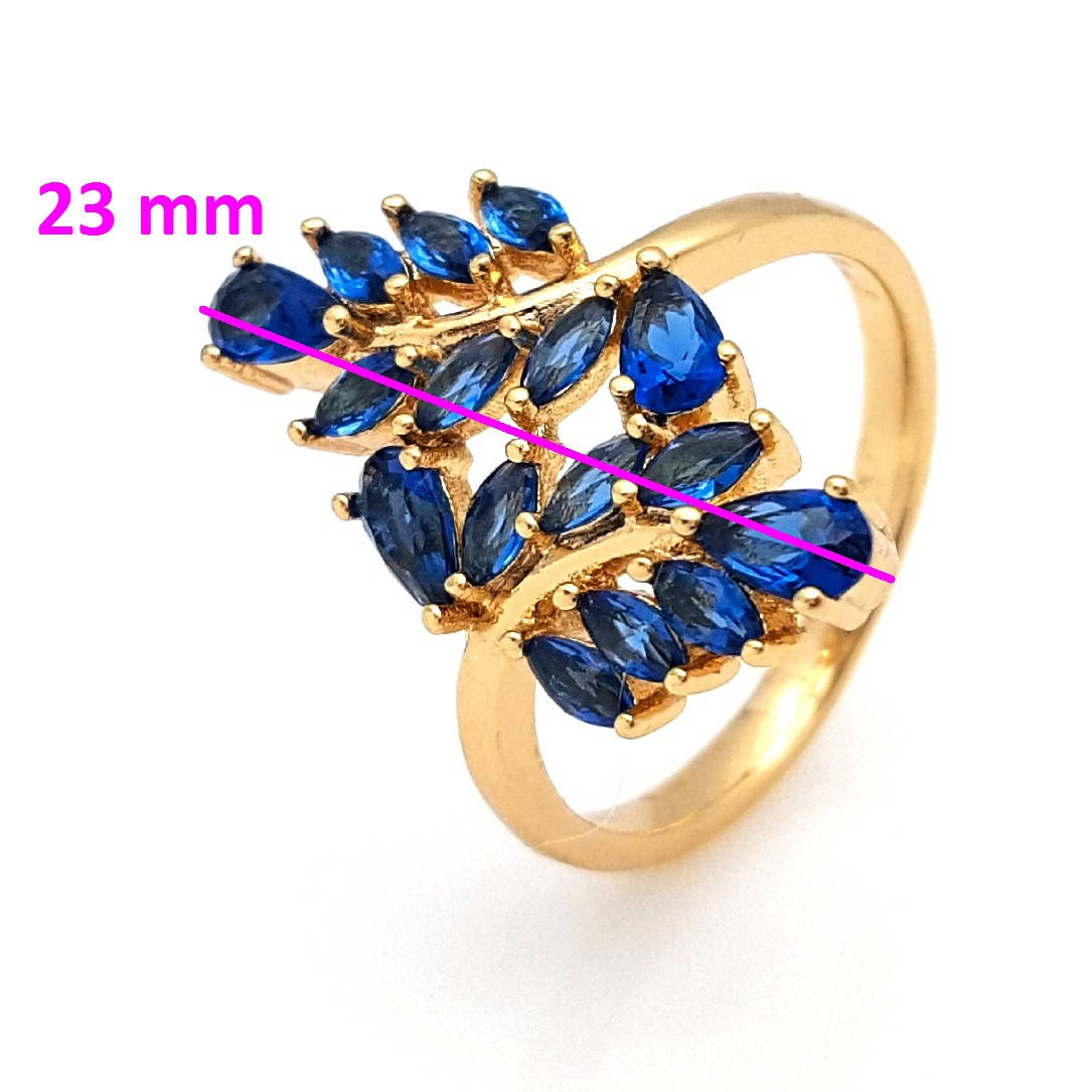 

Кольцо Две Веточки с синим цирконием, р18, медсплав Xuping, 18К