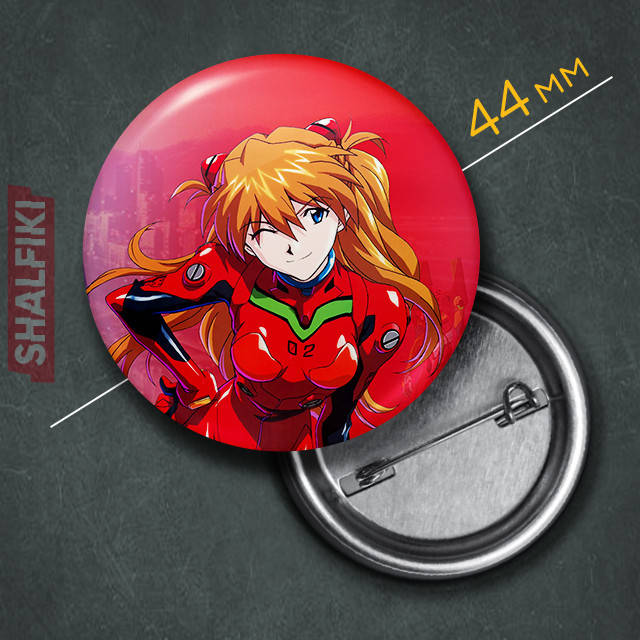 

"Аска Лэнгли Сорью (Евангелион / Evangelion)" значок круглый на булавке Ø44 мм