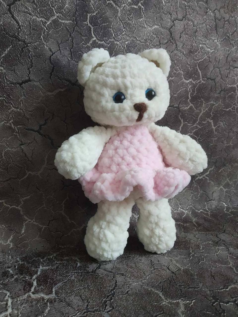 

Мишка в розовом 20см. Игрушка ручной работы