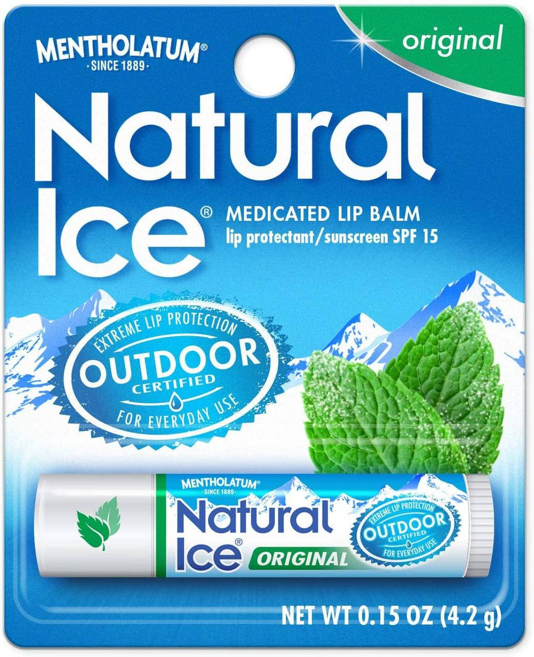 

Бальзам для губ Natural Ice Medicated Lip Protectant/Sunscreen SPF 15 Mentholatum 4.5 г