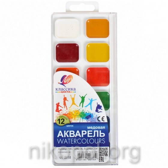 

Краски акварельные "Луч - Классика" 12 цветов, Разные цвета