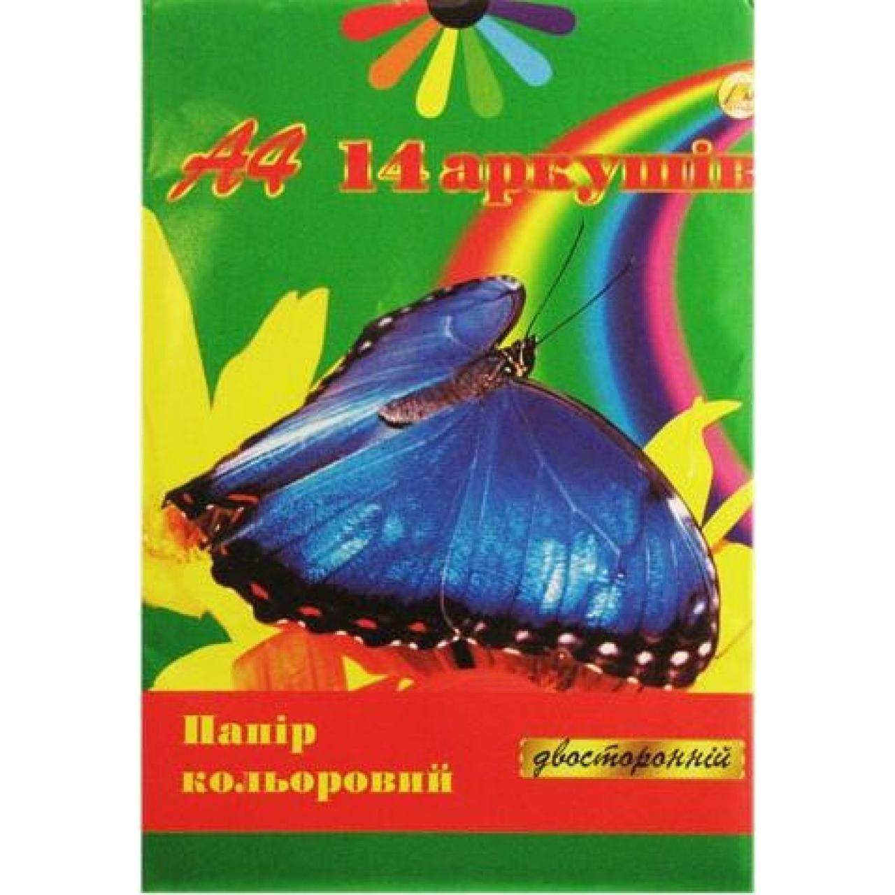 

Бумага цветная А4 двусторонняя 14 листов Тетрада