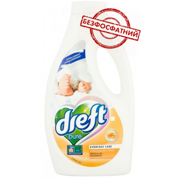 

Гель для стирки детского белья Dreft Pure Everyday Care, 1.375 мл (25 стирок)