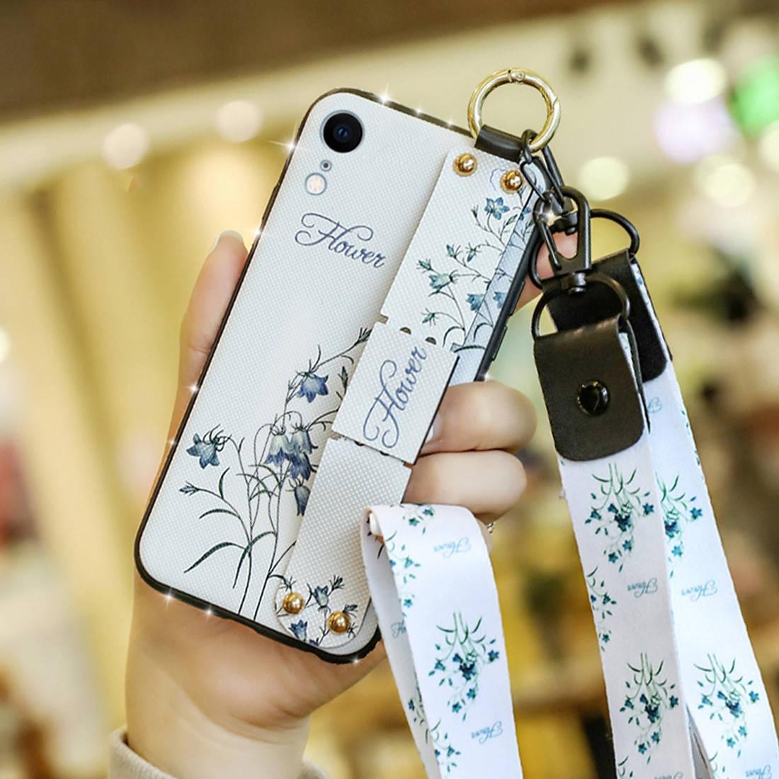 

Чехол Lanyard для Iphone XR бампер с ремешком White, Белый