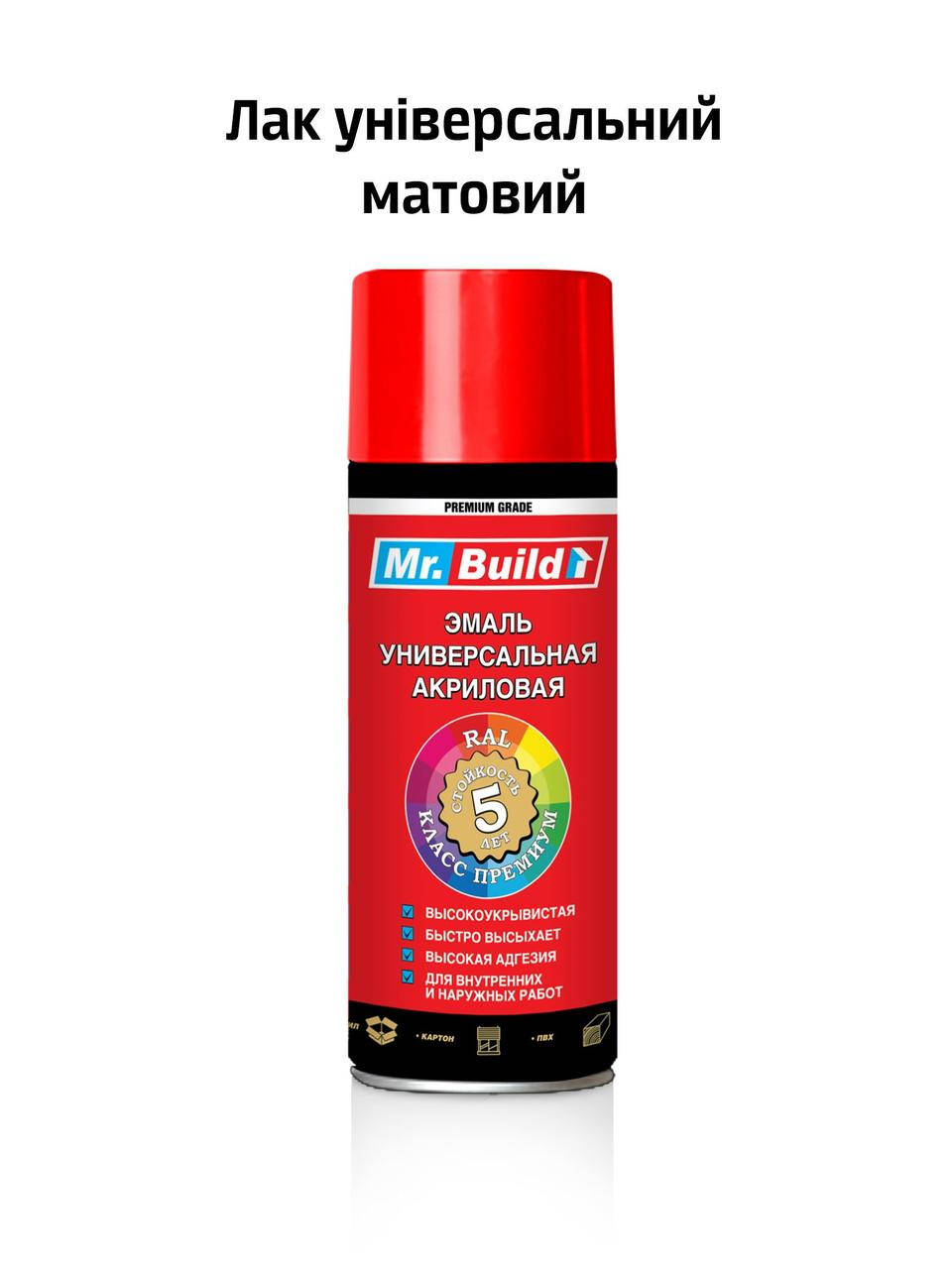 

Лак универсальный матовый аэрозоль Mr. Build 400 мл (MBL002)