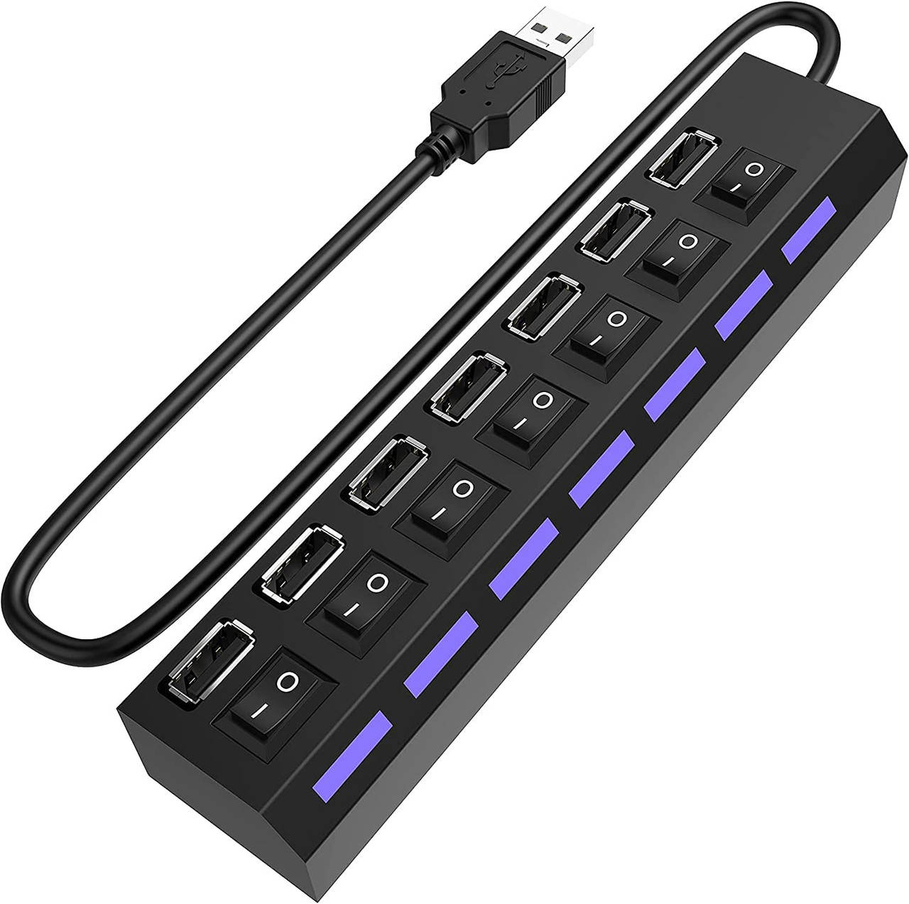 

USB 2,0 Hub | Хаб на 7 USB портов с переключателем Addap UH-03, Черный