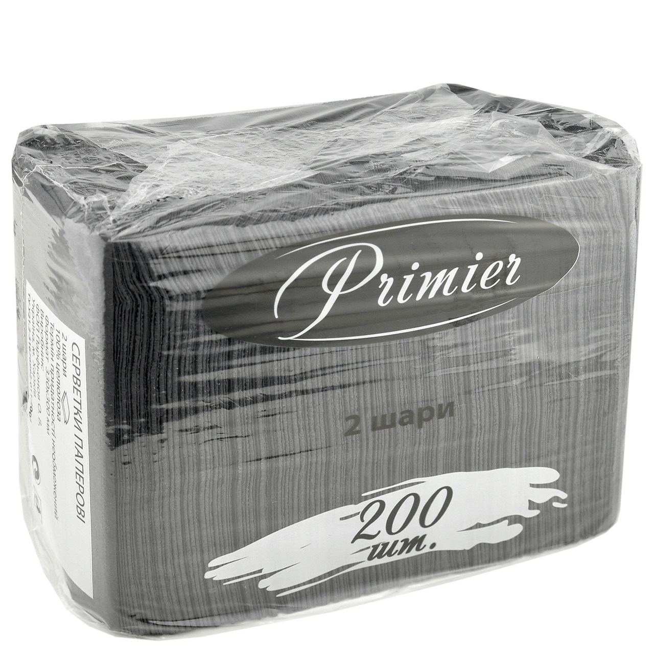 

Салфетка Primier Черная 33х30 200шт/уп 2сл.(1ящ/8уп), Черный