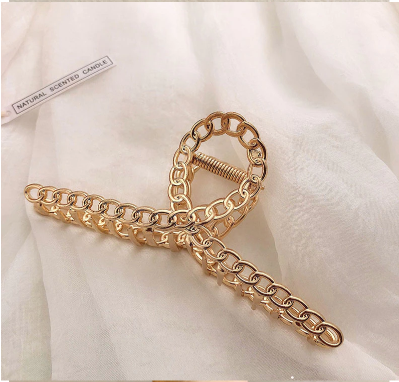 

Заколка краб для волос металлический Цепочка, Золотистый