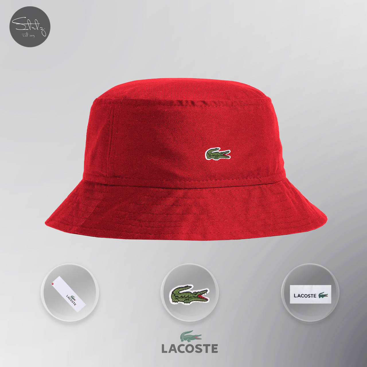 

Панама Lacoste однотонная Лакоста красного цвета