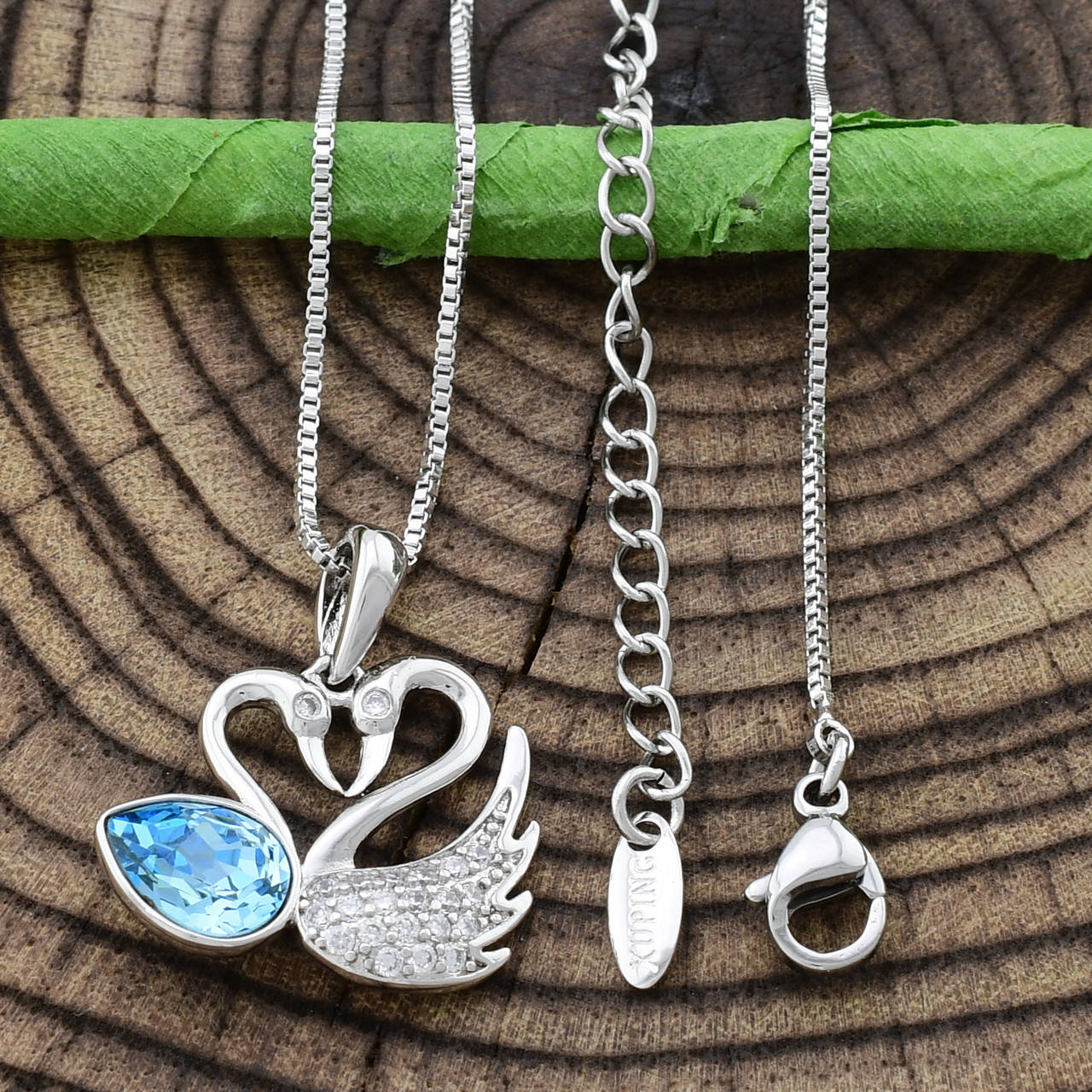 

Набор Xuping с кристаллами Swarovski 87075 кулон 21х18 мм + цепочка 46+5 см цвет аквамариновый позолота БЗ