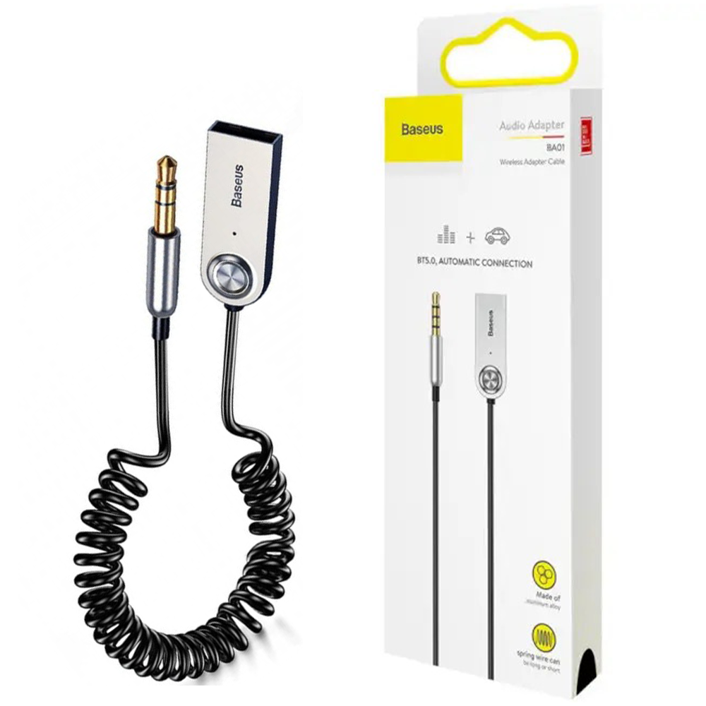 

Адаптер Bluetooth to AUX 3.5 jack Baseus BA01 BT 5.0, Черный