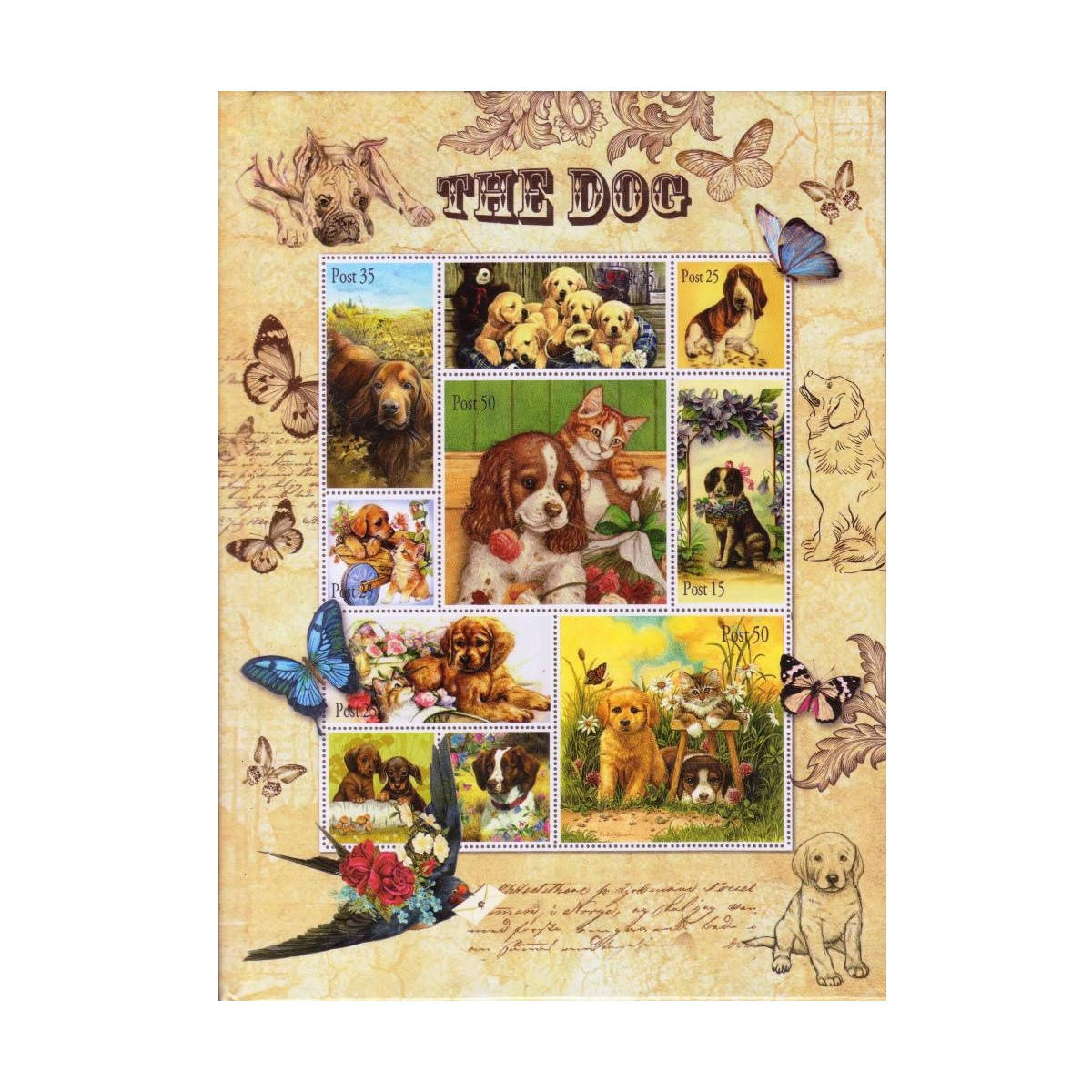 

Блокнот А5 твёрдая обложка, 120 л. "Марки с животными" А5062