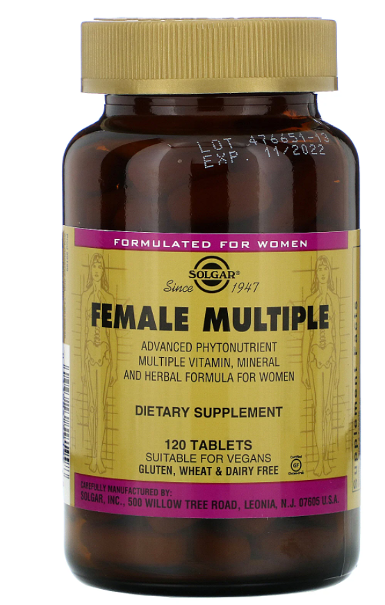 

Solgar, Female Multiple, 120 таблеток Solgar, мультивитамины для женщин, 120 таблеток