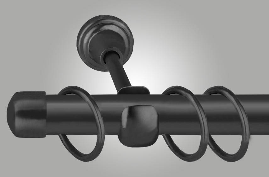 

Черный матовый Карниз для штор металлический, однорядный 25 мм 240 см