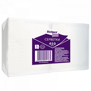 

Серветки паперові столові 24*20 білі Helper Soft Standart 450 шт, Белый
