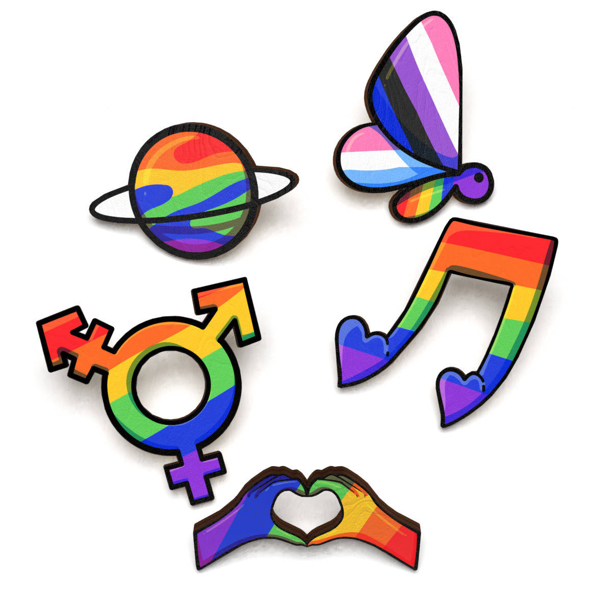 

Набор деревянных значков на одежду (ЛГБТ, равенство #7) пины из фанеры, брелок, брошь из дерева