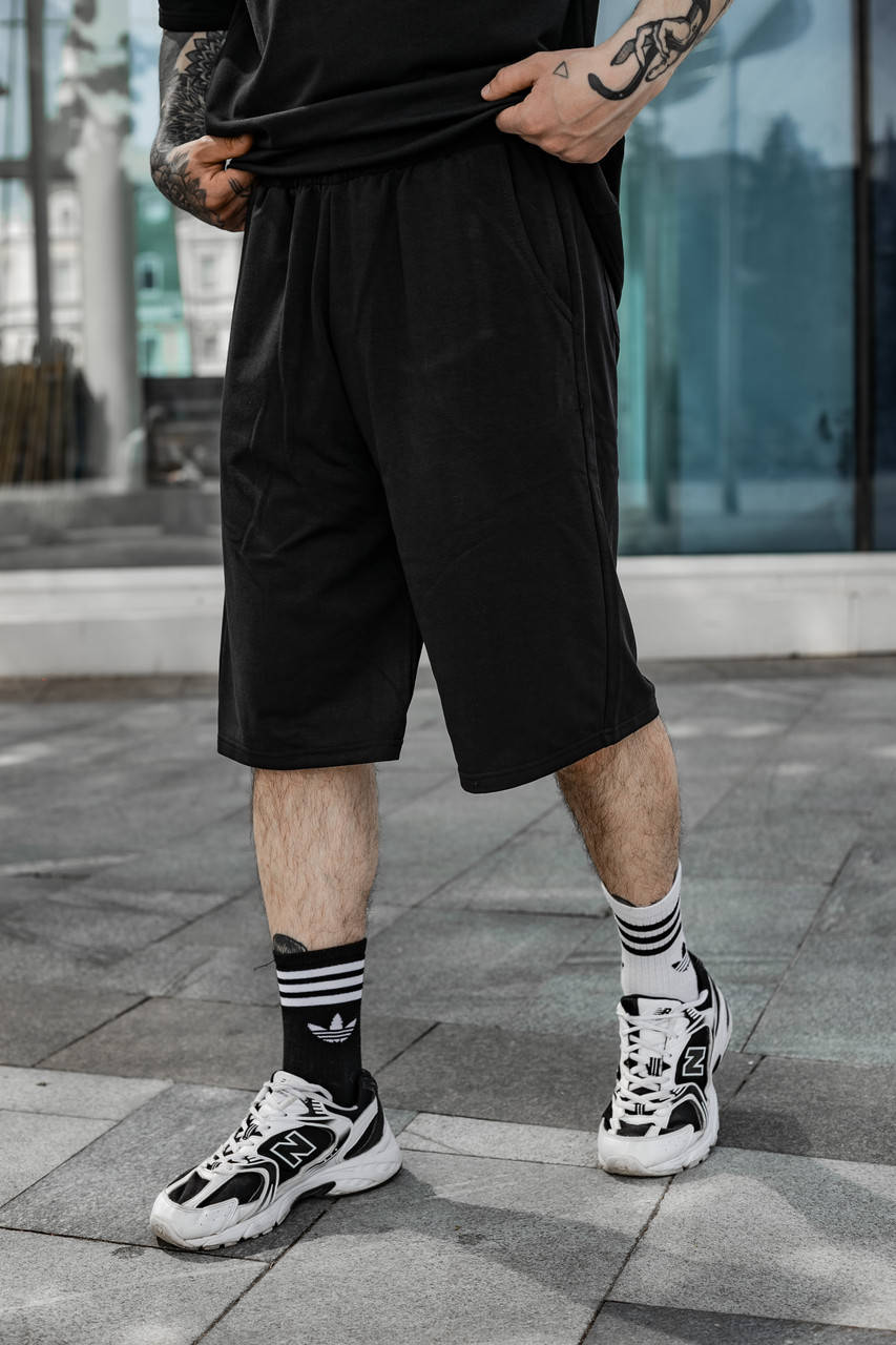 

Мужской летние черные шорты Оверсайз Oversize с хлопка M, Черный