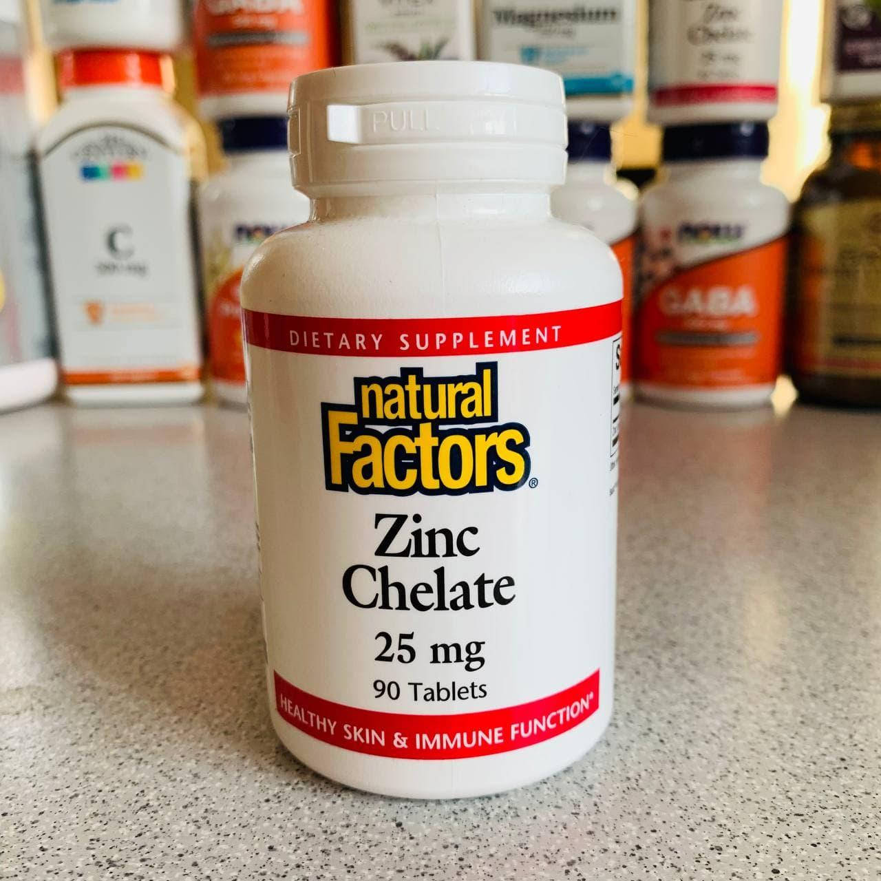 

Natural Factors, хелат цинка, Zinc Chelate,25 мг, 90 таблеток