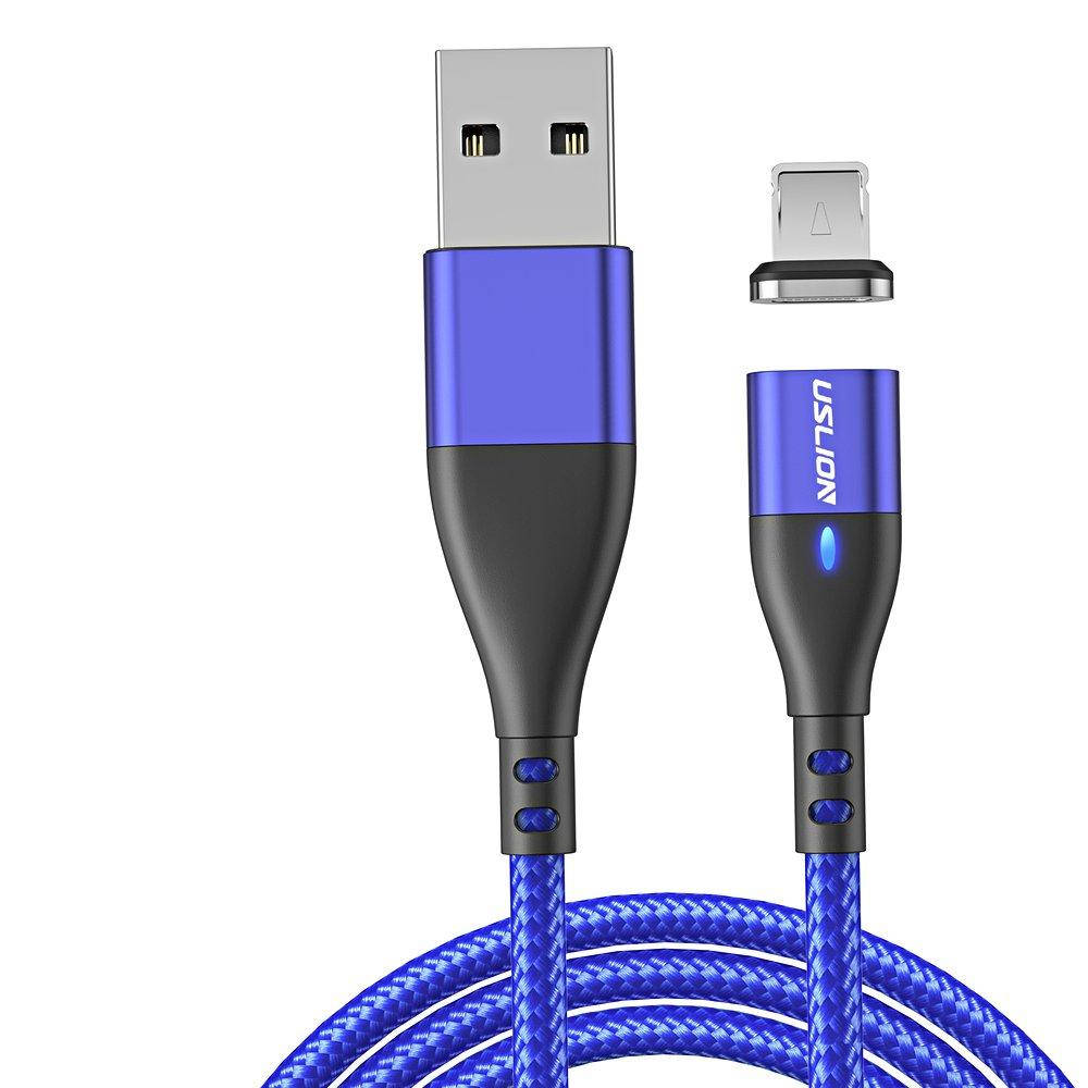 

Магнитный Кабель Apple Lightning - USB (2m) Fast Charging USLION US0159L Blue провод быстрой зарядки 2.4 A и, Синий