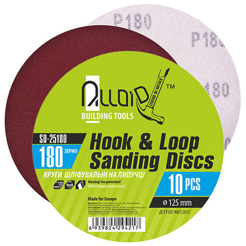 

Alloid. Круг шлифовальный на липучке 125 мм, зерно 180 (10шт) (SD-25180)