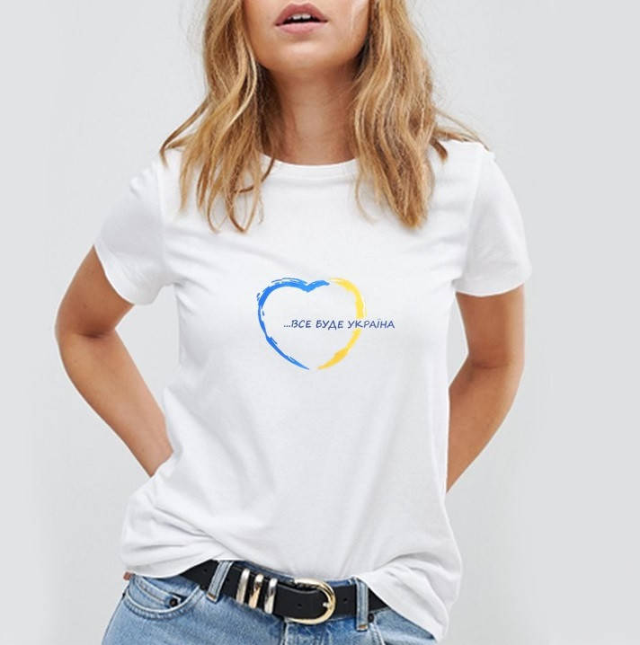 

Футболка женская патриотическая "Все буде Україна" Турция размеры S,M,L, Белый