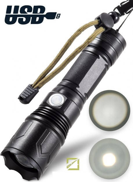 

Фонарь ручной X-Balog BL-511-P50 Черный светодиодный фонарик аккумуляторный с зарядкой от USB 3 режими