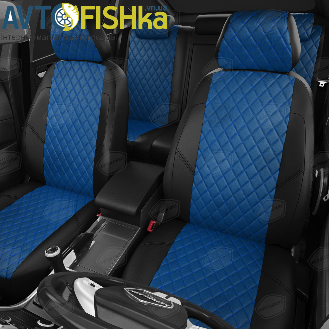 

Чохли із екошкіри універсальні / чехлы из экокожи универсальные (синий центр из Алькантары)