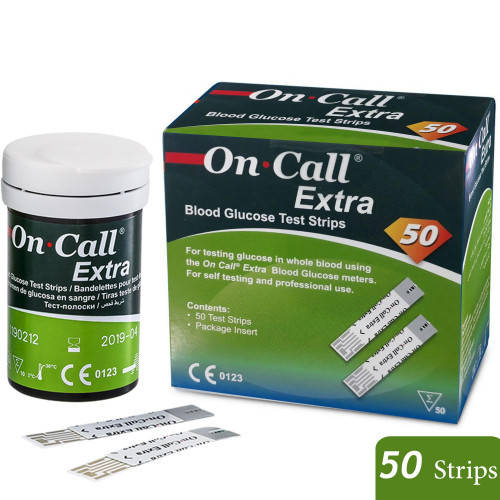 

Тест-полоски On-Call Extra 50 шт. в 2 флаконах по 25 шт. для определения глюкозы в крови глюкометром он-колл