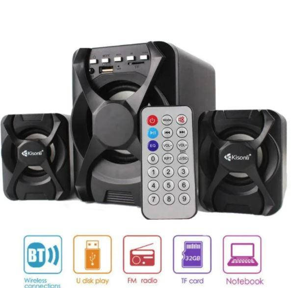 

Акустика Kisonli колонки с сабвуфером и пультом для пк Bluetooth с пультом
