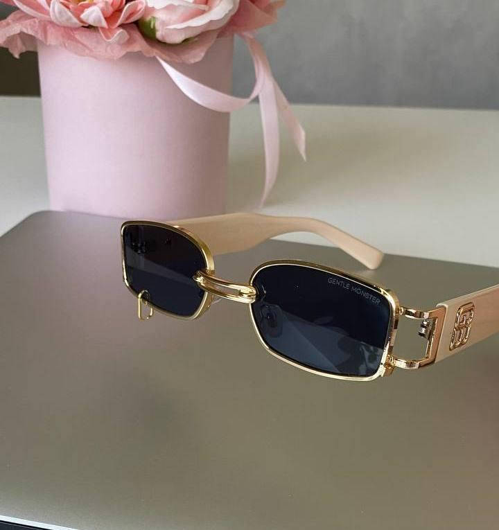 

Трендовые очки GENTLE MONSTER, солнцезащитные очки , кремовые дужки, Золотистый