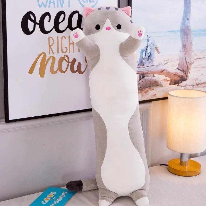

Мягкая Игрушка Кот Длинний 70см Подушка Обнимашка Серая, Серый
