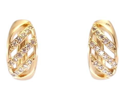 

Серьги Xuping Позолота 18K колечки "Овалы с диагональными дорожками циркония"