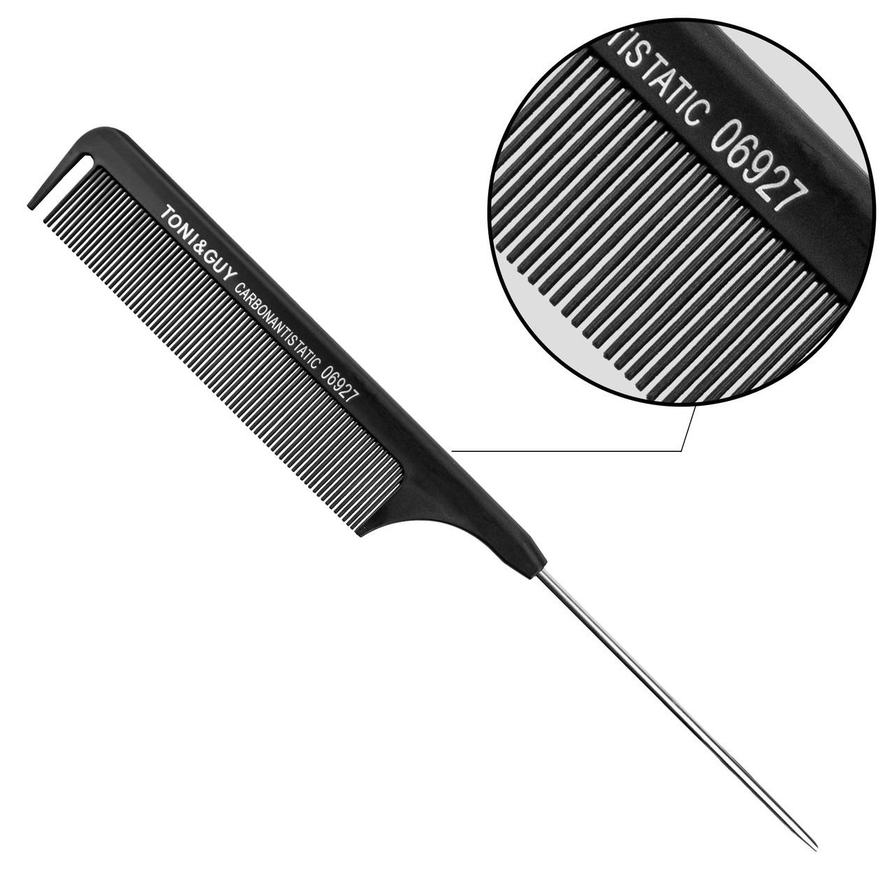 

Расчёска - гребень для волос Carbon T&G черный с металлической ручкой 06927 (barber, стрижка, укладка, makeup)