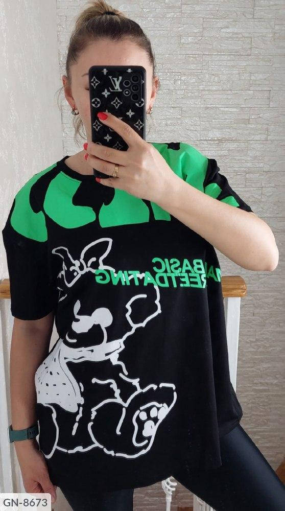 

Стильная удлинённая женская футболка oversize с принтом, cotton 100%