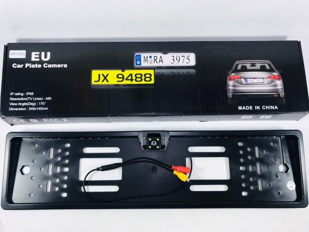 

Рамка для номера с камерой заднего вида CAR CAM. JX 9488A, авторамка, автокамера, Черный