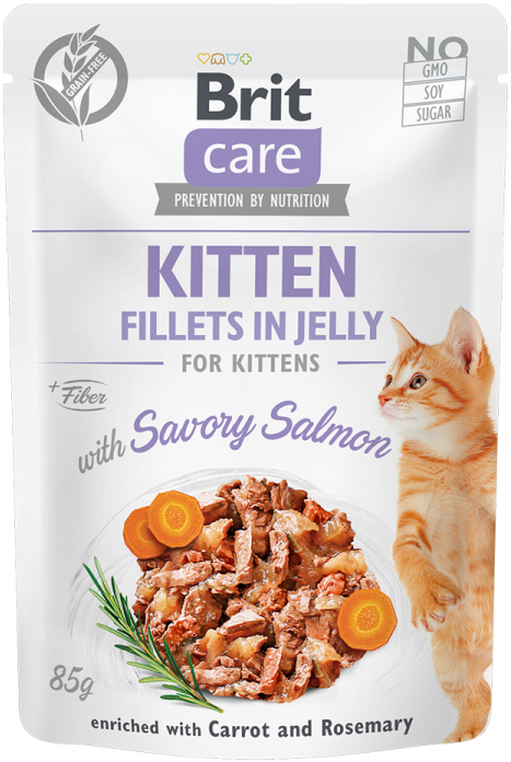 

Brit Care Fillets in Jelly Kitten Savory Salmon Влажный корм с лососем для котят 85 г